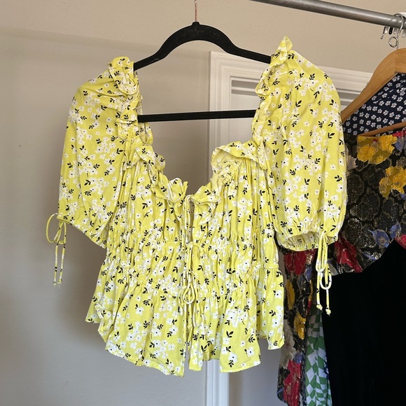 FOR LOVE & LEMONS ditsy yellow floral top size M - Picture 5 of 5